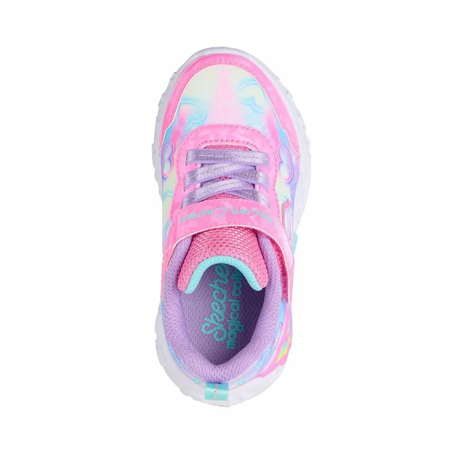 SKECHERS S LIGHTS UNICORN CHARMER LILHEART SPARKLES 303064N/PKMT PINK/MULTI