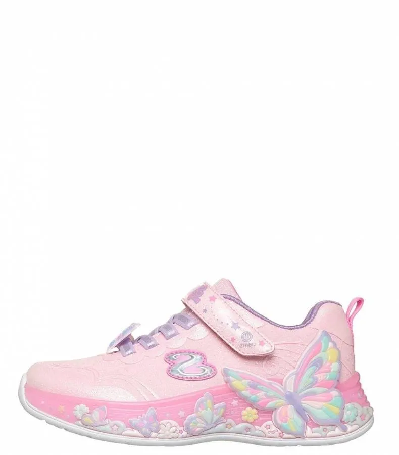 SKECHERS S LIGHTS-BUTTERFLY BLISS 303065L/LPMT LIGHT PINK/MULTI