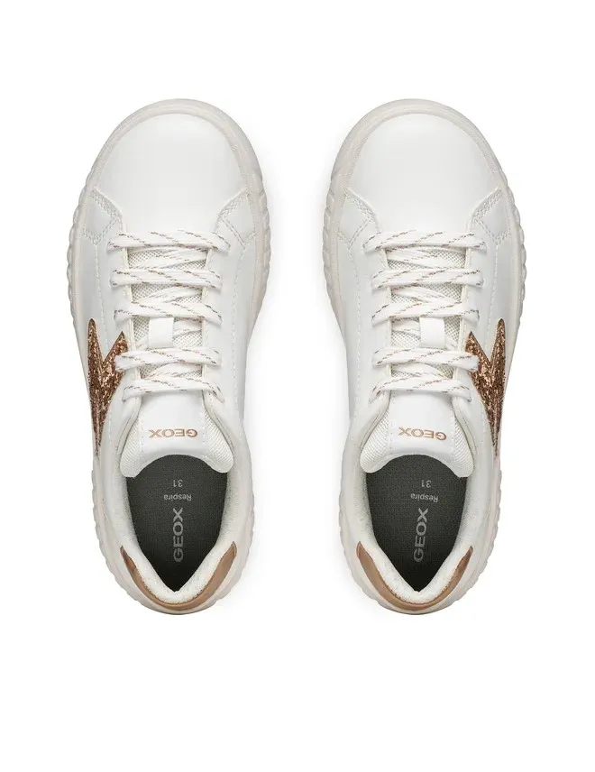 GEOX  J MIKIROSHI J45DVA 054EW C1ZH8 WHITE/ROSEGOLD  SNEAKERS  CASUAL