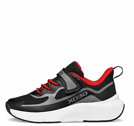 GEOX J PRO-RAN J65P7F 01454 C0048 BLACK/RED RUNNING SNEAKERS  SPORT