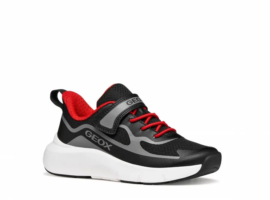 GEOX J PRO-RAN J65P7F 01454 C0048 BLACK/RED RUNNING SNEAKERS SPORT