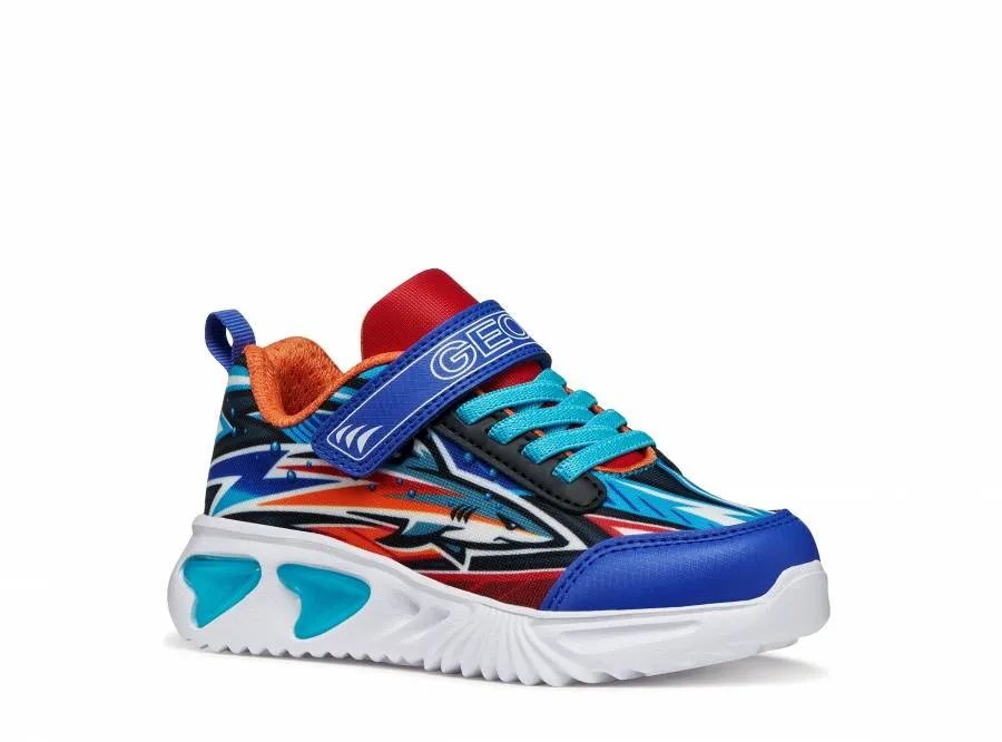GEOX J ASSISTER B.J45DZB 02ACE C0685 ROYAL/ORANGE LIGHTS SNEAKERS