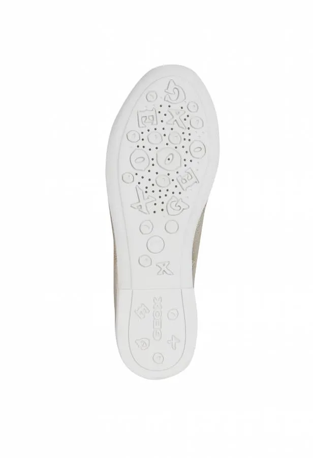 GEOX J PLIE' D J4555D 00044 C2010 PLATINUM BALLERINA LEATHER
