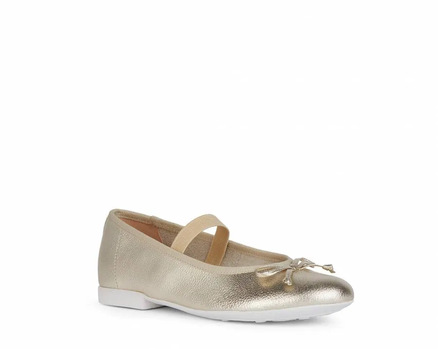 GEOX J PLIE' D J4555D 00044 C2010 PLATINUM BALLERINA LEATHER
