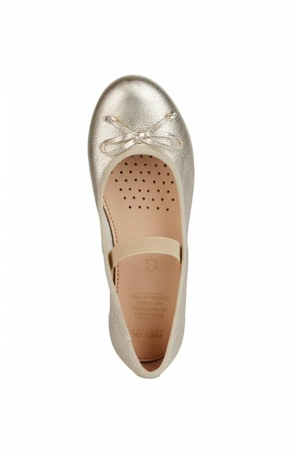 GEOX J PLIE' D J4555D 00044 C2010 PLATINUM BALLERINA LEATHER