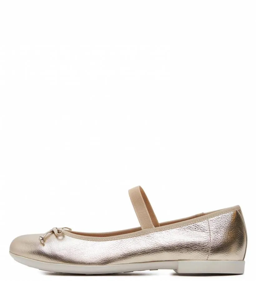 GEOX J PLIE' D J4555D 00044 C2010 PLATINUM BALLERINA LEATHER