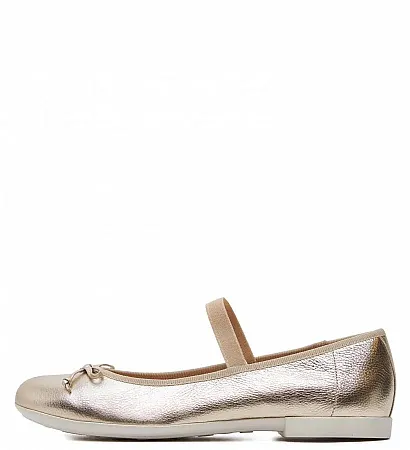 GEOX J PLIE' D J4555D 00044 C2010 PLATINUM BALLERINA LEATHER