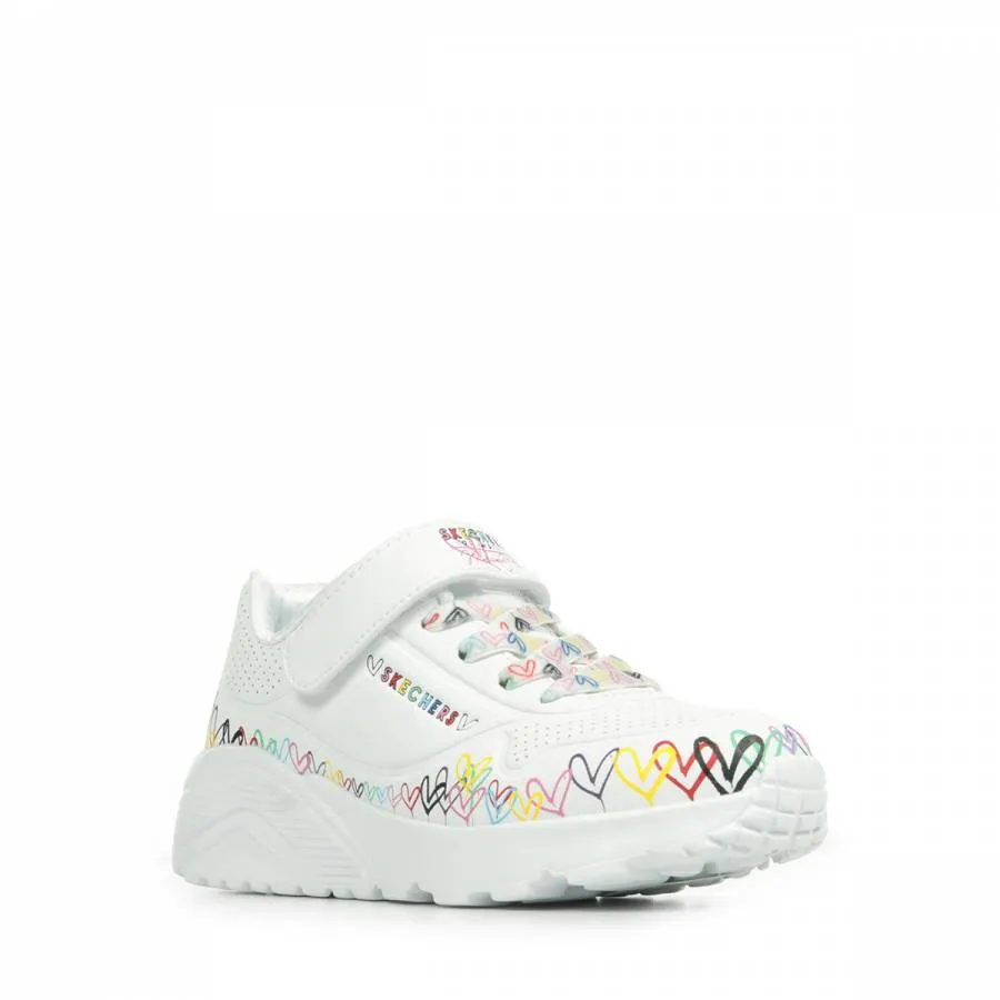 SKECHERS JGOLDCROWN UNO LITE - HEART CRAZE 314091L - WMLT WHITE