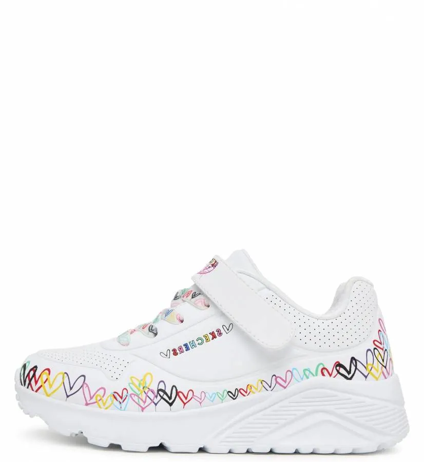 SKECHERS JGOLDCROWN UNO LITE - HEART CRAZE 314091L - WMLT WHITE
