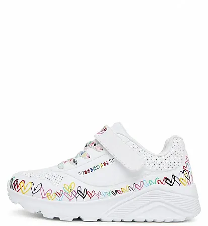 SKECHERS JGOLDCROWN UNO LITE - HEART CRAZE 314091L - WMLT WHITE
