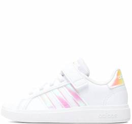 ADIDAS GRAND COURT LIFESTYLE ELASTIC LACE SNEAKERS SHOES GY2327 WHITE/IRIDESCENT/WHITE